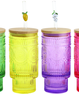 5005 VERRES AVEC PAILLE COLORIDO 4P